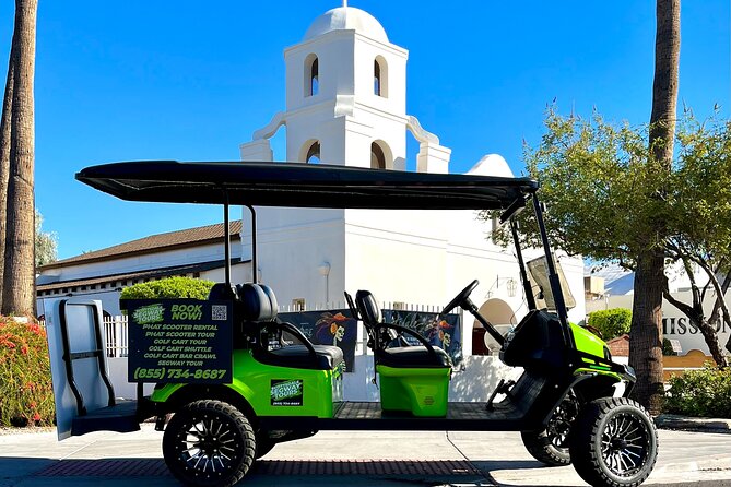 1.5 Hour Stretch Limo Golf Cart Tour, Ultimate Old Town Exploration - Stop 2: Old Adobe Mission, Spanish Colonial Revival with handcrafted stained glass