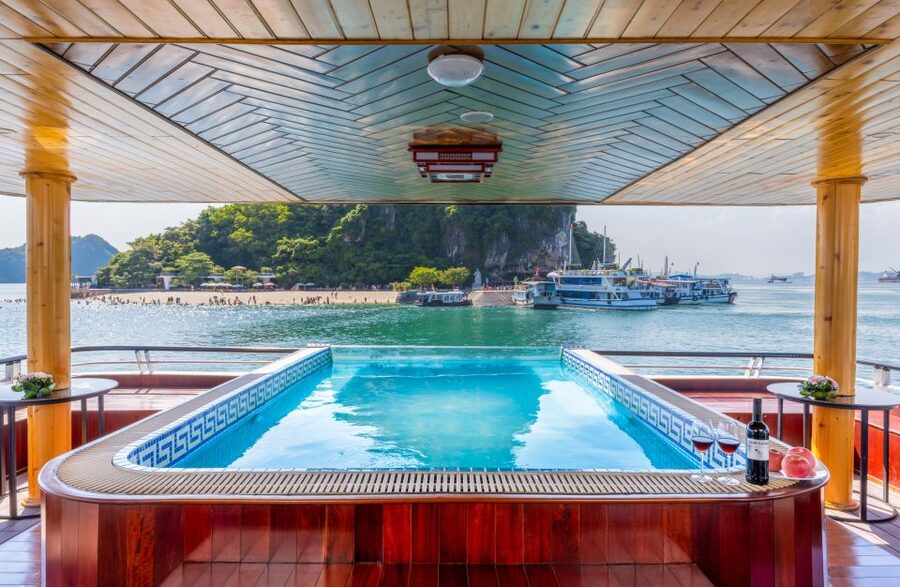 From Hanoi: 1-Day Halong 5-Star Cruise w/Jacuzzi & Limousine - Luon Cave: Kayak or Bamboo Boat Through the Calm Water