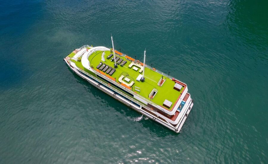 From Hanoi: 1-Day Halong 5-Star Cruise w/Jacuzzi & Limousine - The Sunset Party Return: Fruit, Cakes, and Easygoing Time