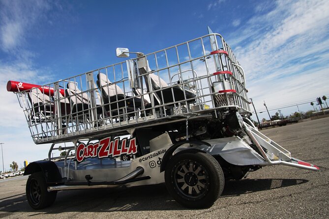 Giant Shopping Cart Limo Ride in Las Vegas - Treasure Island front: the pirate façade from a faster angle