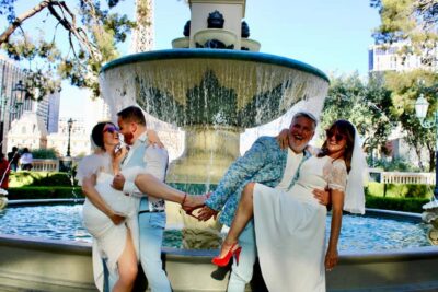 Las Vegas Strip Limo Tour with Champagne and Photos - The real stops: Bellagio fountains and the Welcome to Las Vegas Sign