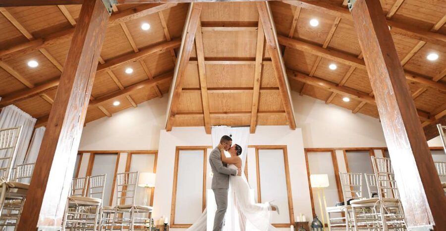 Las Vegas Wedding with Limousine Transportation - Entering Little Vegas Chapel in a white limousine