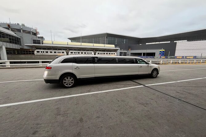 NYC VIP Private Luxury airport arrival ride by Stretch Limousine - Vehicle choice: sedan, SUV, van, or stretch limo