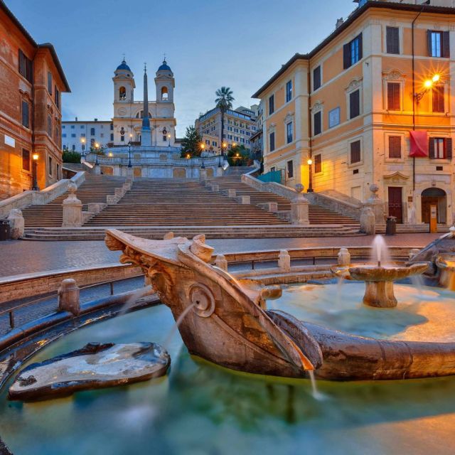 Rome: Private Night Tour by Chauffeur-Driven Vehicle - Spanish Steps at night: a classic photo moment with easy pacing